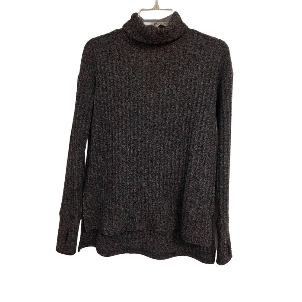 Athleta Gray Ribbed Turtleneck Sweater Thumb Holes Size XXS - Picture 10 of 10